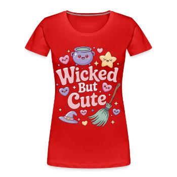 Witchcraft Wicked But Cute Loves Rune Symbols - Women's Premium Organic T-Shirt - red - Front - Mia (176cm)