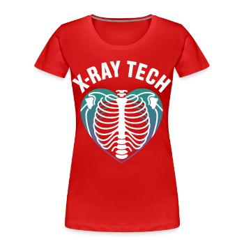 X-Ray Tech Cardiac X-Ray Print - Women's Premium Organic T-Shirt - red - Front - Mia (176cm)