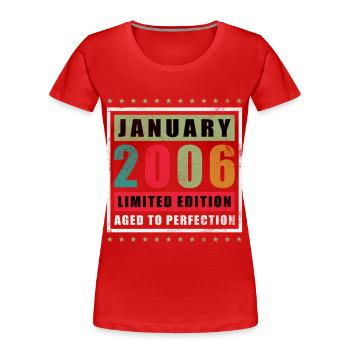 20th Birthday Vintage January Vintage 2006 - Women's Premium Organic T-Shirt - red - Front - Mia (176cm)