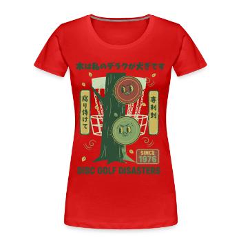Disc-Golf-Katastrophen seit 1976 Lustiger Disc-Golfer - Frauen Premium Bio T-Shirt - Rot - Vorne - Mia (176cm)
