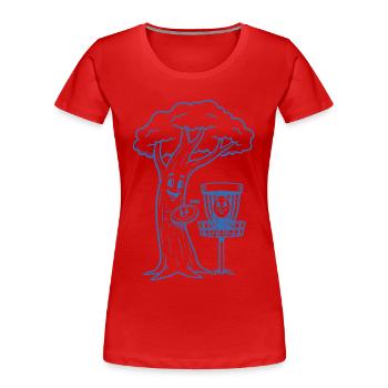 Disque volant drôle de Disc Golf BONK Arbre et Panier - T-shirt bio Premium Femme - rouge - Devant - Mia (176cm)
