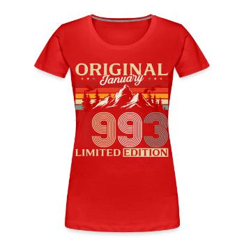 33e anniversaire Original janvier 1993 - T-shirt bio Premium Femme - rouge - Devant - Mia (176cm)