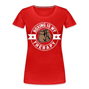 Boxing is my Therapy Boxen Sport Statement - Women's Premium Organic T-Shirt - red - Front - Mia (176cm)