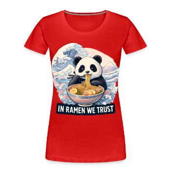 Panda Ramen Noodle Bowl - Women's Premium Organic T-Shirt - red - Front - Mia (176cm)
