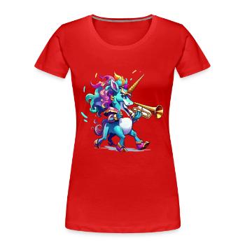 Unicorn Trumpet Color Spell - Women's Premium Organic T-Shirt - red - Front - Mia (176cm)