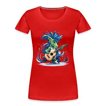 Green Dragon Guitarist - Women's Premium Organic T-Shirt - red - Front - Mia (176cm)