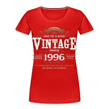 30e anniversaire Millésime de janvier 1996 - T-shirt bio Premium Femme - rouge - Devant - Mia (176cm)