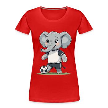 Elefant Fußballkicker - Frauen Premium Bio T-Shirt - Rot - Vorne - Mia (176cm)