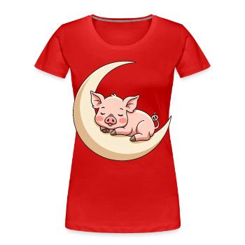Cochon du sommeil lunaire - T-shirt bio Premium Femme - rouge - Devant - Mia (176cm)