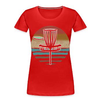 Coucher de soleil sur le disc golf - T-shirt bio Premium Femme - rouge - Devant - Mia (176cm)