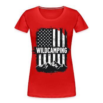 Drapeau des Montagnes des États-Unis de camping sauvage - T-shirt bio Premium Femme - rouge - Devant - Mia (176cm)
