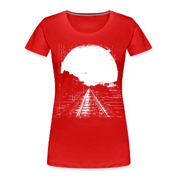 Eisenbahn Zeichnung - Frauen Premium Bio T-Shirt - Rot - Vorne - Mia (176cm)
