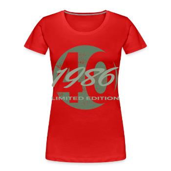 40e anniversaire 1986 cadeau pour hommes et femmes - T-shirt bio Premium Femme - rouge - Devant - Mia (176cm)