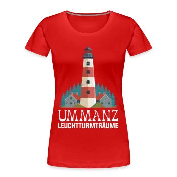 UMMANZ LEUCHTTURM TRÄUME Insel Ummanz Lustig - Frauen Premium Bio T-Shirt - Rot - Vorne - Mia (176cm)