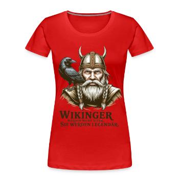 Légende viking viking marin Odin Raven Fighter - T-shirt bio Premium Femme - rouge - Devant - Mia (176cm)