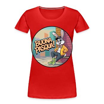 Urban Rabbit Happy Easter! - Women's Premium Organic T-Shirt - red - Front - Mia (176cm)