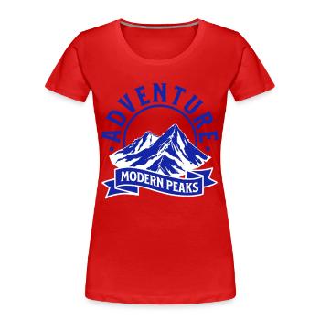 Modern Mountain Adventure Peaks Logo - Women's Premium Organic T-Shirt - red - Front - Mia (176cm)