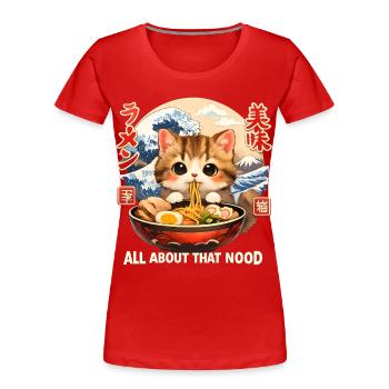 Kawaii Kitten Ramen Anime - Women's Premium Organic T-Shirt - red - Front - Mia (176cm)