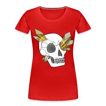 Crystal Skull - Human (by Leni Riosa) - Women's Premium Organic T-Shirt - red - Front - Mia (176cm)