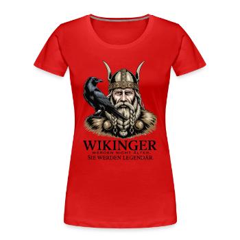 Viking Viking Legend Sailor Odin Raven Fighter - Women's Premium Organic T-Shirt - red - Front - Mia (176cm)