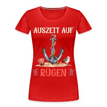 Insel Rügen AUSZEIT AUF RÜGEN Urlaub Lustiges - Frauen Premium Bio T-Shirt - Rot - Vorne - Mia (176cm)