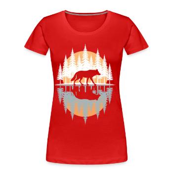 Wolf, Forest, Nature, Wilderness, Outdoor, Animal - Women's Premium Organic T-Shirt - red - Front - Mia (176cm)