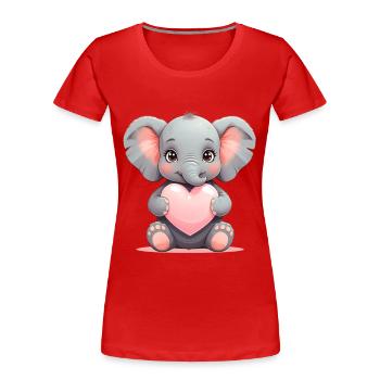 Kleiner Elefant Herzzauber - Frauen Premium Bio T-Shirt - Rot - Vorne - Mia (176cm)
