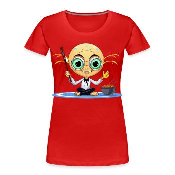 Zen Extraterrestrial Meditator - Women's Premium Organic T-Shirt - red - Front - Mia (176cm)