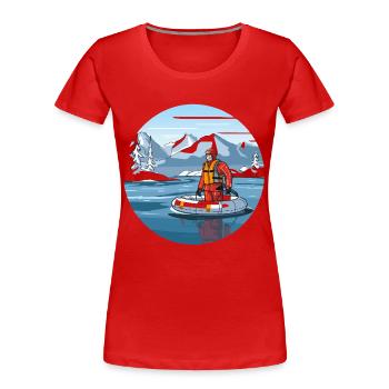 Alpine Rettungsfahrt im Eissee - Frauen Premium Bio T-Shirt - Rot - Vorne - Mia (176cm)