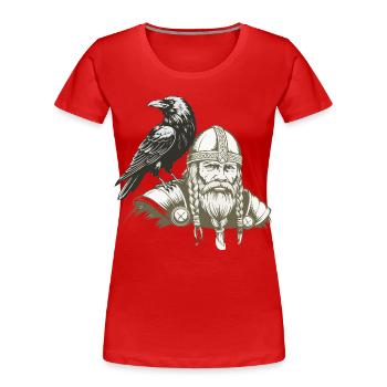 Légende viking viking marin Odin Raven Fighter - T-shirt bio Premium Femme - rouge - Devant - Mia (176cm)