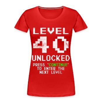 40 Geburtstag Level 40 Unlocked 40 Jahre Geschenk - Frauen Premium Bio T-Shirt - Rot - Vorne - Mia (176cm)