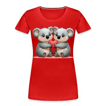 Koalas mit Herz: Freundschaft - Frauen Premium Bio T-Shirt - Rot - Vorne - Mia (176cm)