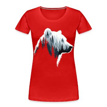Ours, Forêt, Nature, Nature sauvage, Animaux, Œuvres d’ours - T-shirt bio Premium Femme - rouge - Devant - Mia (176cm)