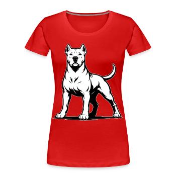 Dogo Argentino in a proud pose - Women's Premium Organic T-Shirt - red - Front - Mia (176cm)