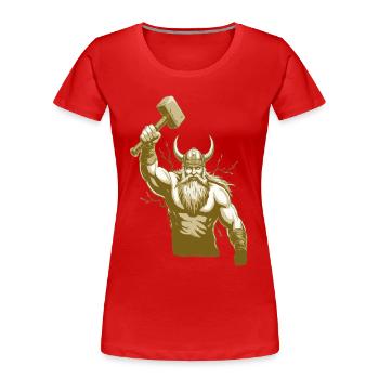 Légende viking viking marin Odin Raven Fighter - T-shirt bio Premium Femme - rouge - Devant - Mia (176cm)