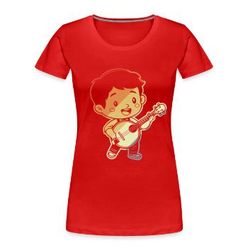 Little Banjoist Comic - Women's Premium Organic T-Shirt - red - Front - Mia (176cm)