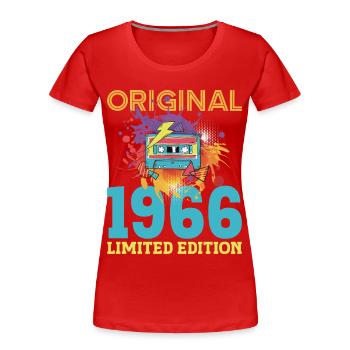 60 Year Old Birthday 1966 Retro Vintage Cassette - Women's Premium Organic T-Shirt - red - Front - Mia (176cm)