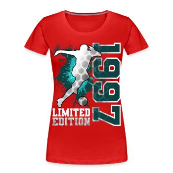 1997 Year of birth Birthday - Women's Premium Organic T-Shirt - red - Front - Mia (176cm)