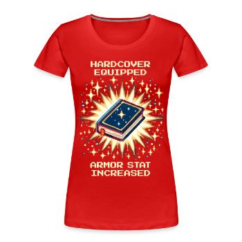 Version reliée équipée | Lire des livres Bibliophile - T-shirt bio Premium Femme - rouge - Devant - Mia (176cm)
