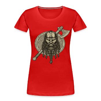 Légende viking viking marin Odin Raven Fighter - T-shirt bio Premium Femme - rouge - Devant - Mia (176cm)