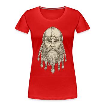 Légende viking viking marin Odin Raven Fighter - T-shirt bio Premium Femme - rouge - Devant - Mia (176cm)