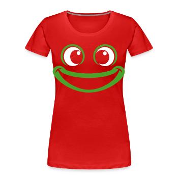 Frosch | Big Face Kostüm Karneval Verkleidung - Frauen Premium Bio T-Shirt - Rot - Vorne - Mia (176cm)