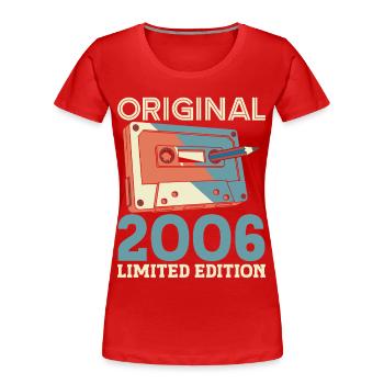 2006 Anniversaire 20 ans Vintage 20e Anniversaire - T-shirt bio Premium Femme - rouge - Devant - Mia (176cm)
