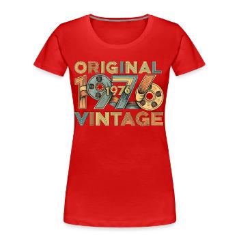 Rétro original de 1976 - T-shirt bio Premium Femme - rouge - Devant - Mia (176cm)
