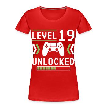 19th Birthday Level 19 unlocked - Women's Premium Organic T-Shirt - red - Front - Mia (176cm)