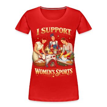 Je soutiens le bootleg inportable du sport féminin - T-shirt bio Premium Femme - rouge - Devant - Mia (176cm)