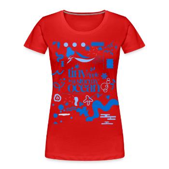 Petite ondulation dans un océan orageux (schéma chargé) - T-shirt bio Premium Femme - rouge - Devant - Mia (176cm)