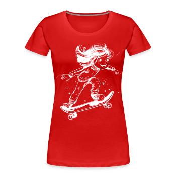 Skateboarding Mädchen Zeichnung - Frauen Premium Bio T-Shirt - Rot - Vorne - Mia (176cm)