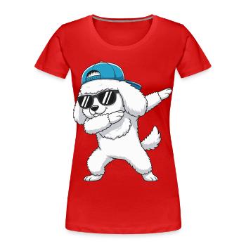 Cool Dabbing Pudel Sonnenbrille Cartoon-Kunst - Frauen Premium Bio T-Shirt - Rot - Vorne - Mia (176cm)