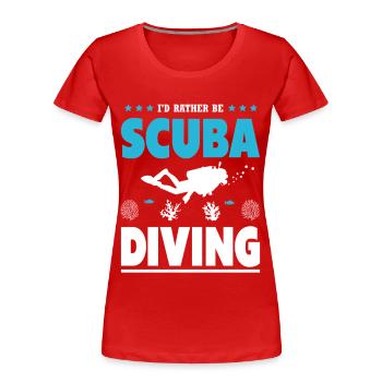 Lustiges Taucher Design - Frauen Premium Bio T-Shirt - Rot - Vorne - Mia (176cm)